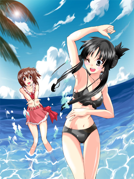 akiyama mio and hirasawa yui (k-on!) drawn by train_90