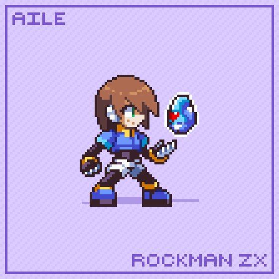 aile and model x (mega man and 1 more) drawn by nghtmrsrph