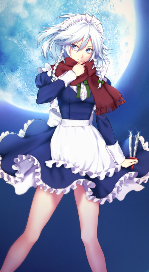 izayoi sakuya (touhou and 1 more) drawn by tomoteru