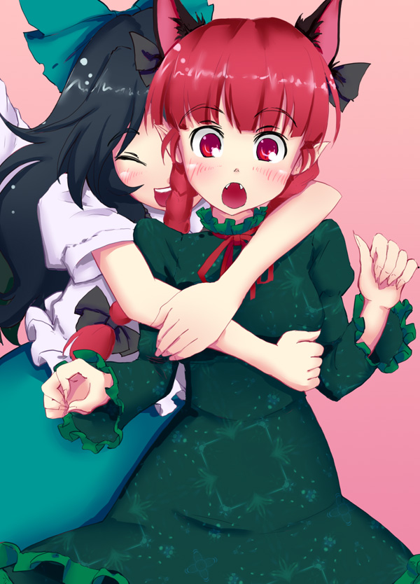 kaenbyou rin and reiuji utsuho (touhou) drawn by kirisaki_akihito
