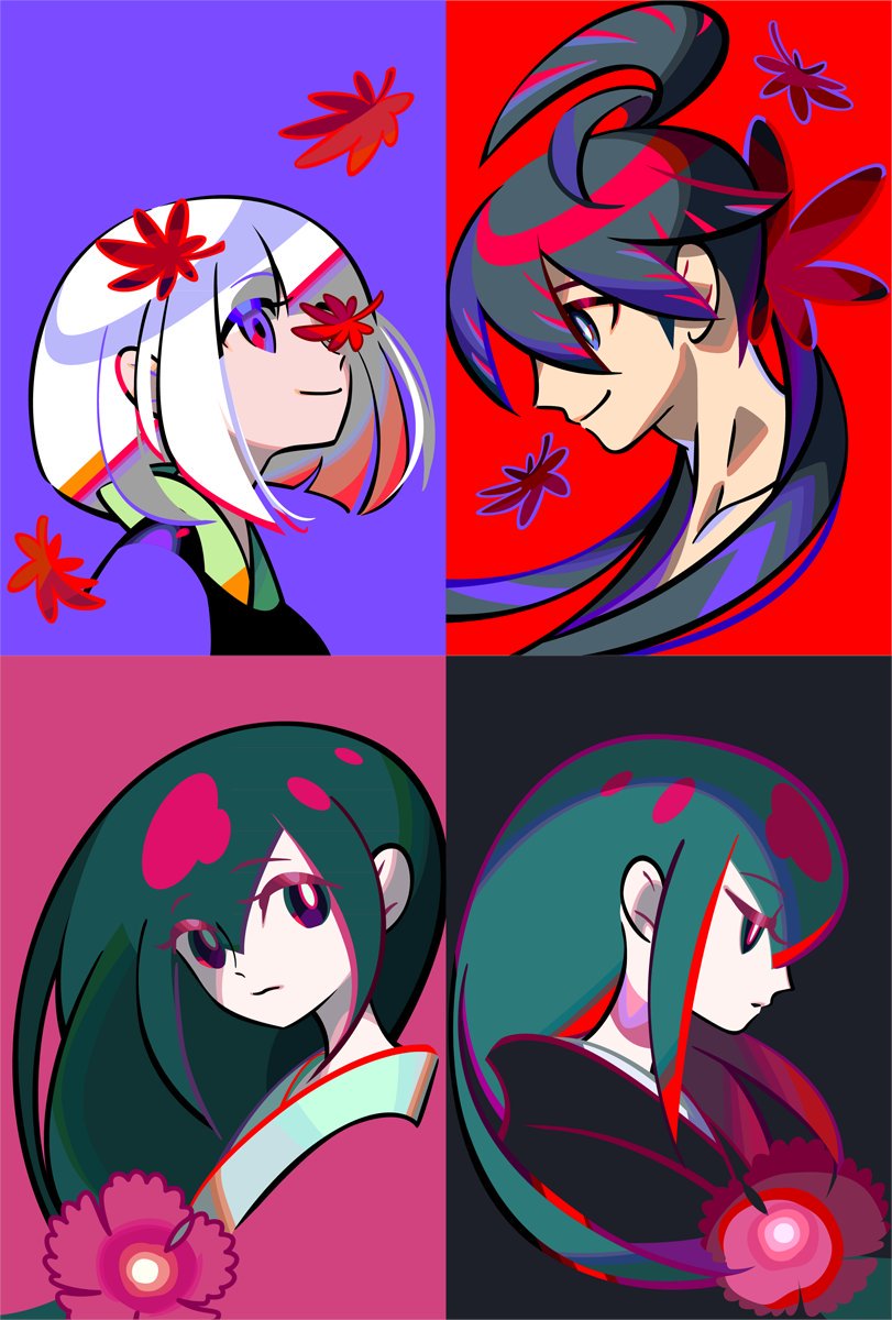 togame, yasuri shichika, and yasuri nanami (katanagatari) drawn by take_(takegarou)