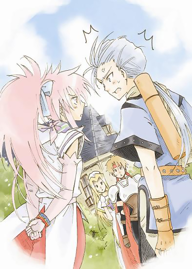 arche klein, mint adenade, cress albane, and chester burklight (tales of and 1 more) drawn by k-mame