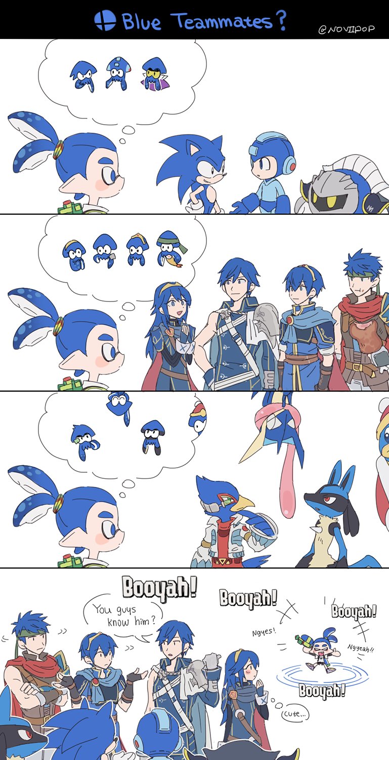 inkling player character, lucina, inkling boy, lucario, ike, and 7 more (pokemon and 11 more) drawn by noii