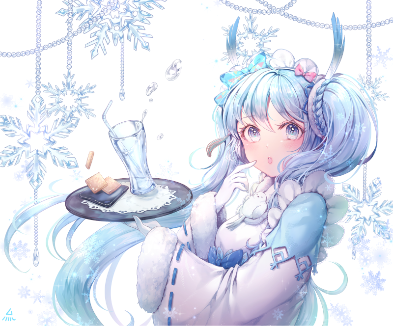 hatsune miku and yuki miku (vocaloid) drawn by ozzingo