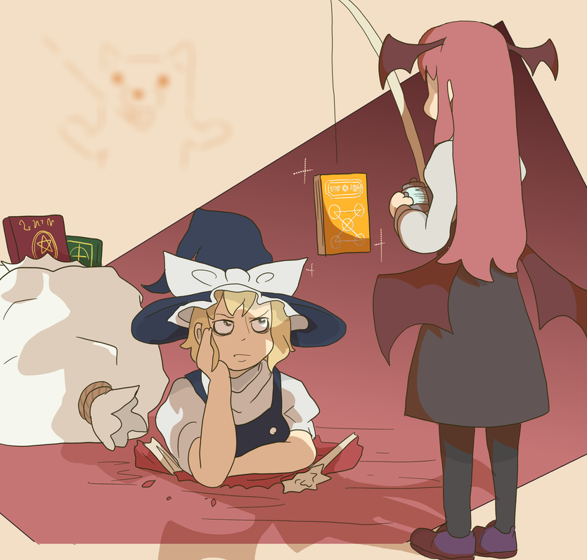 kirisame marisa, koakuma, and kuma (touhou and 1 more) drawn by kokoyashi