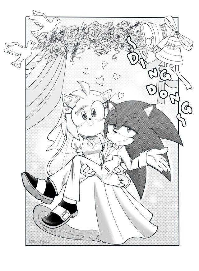 sonic the hedgehog and amy rose (sonic) drawn by azazellover69