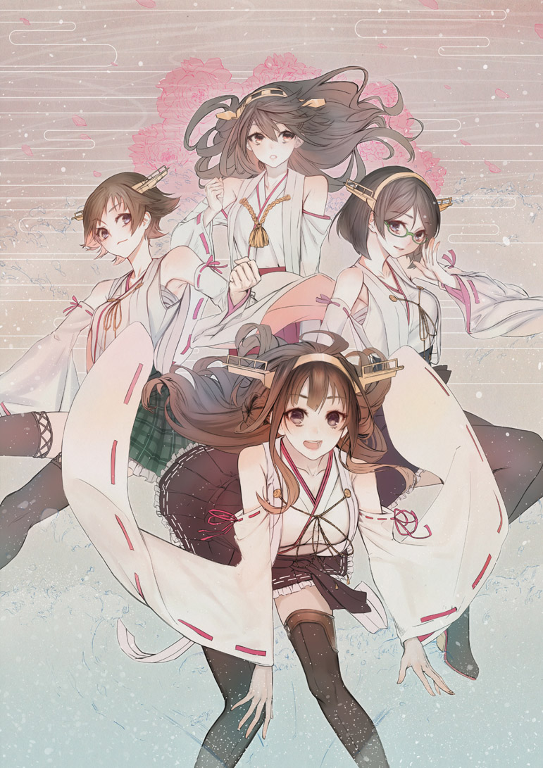 kongou, haruna, hiei, kirishima, kongou kai ni, and 2 more (kantai collection) drawn by mins_(minevi)