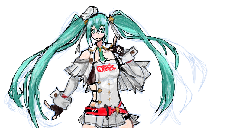hatsune miku and racing miku (vocaloid and 1 more) drawn by ruri_(jfrw7555)