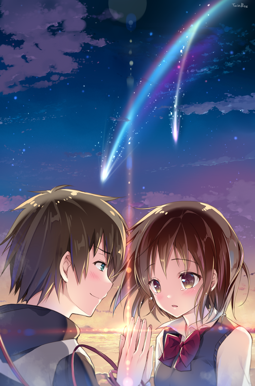 miyamizu mitsuha and tachibana taki (kimi no na wa.) drawn by sousouman