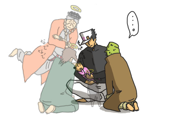joseph joestar, kujo jotaro, kujo jolyne, kakyoin noriaki, mohammed avdol, and 1 more (jojo no kimyou na bouken and 3 more) drawn by imoichi