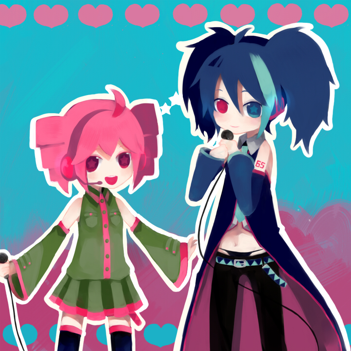 kasane teto and yokune ruko (utau) drawn by rokoko_(pixiv145894)