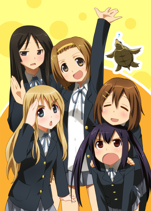 akiyama mio, nakano azusa, hirasawa yui, tainaka ritsu, kotobuki tsumugi, and 1 more (k-on!) drawn by umekichi
