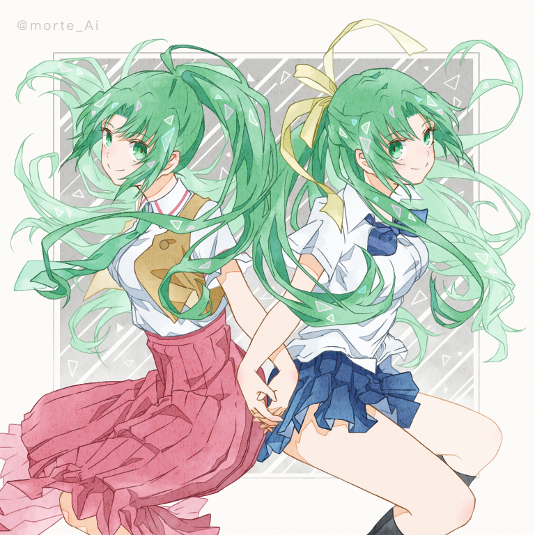 sonozaki mion and sonozaki shion (higurashi no naku koro ni) drawn by morte_ai