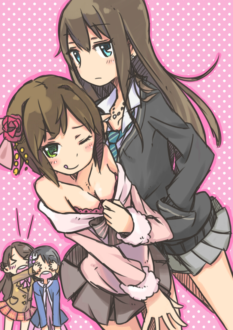 shibuya rin, shimamura uzuki, maekawa miku, and sasaki chie (idolmaster and 1 more) drawn by ueshita