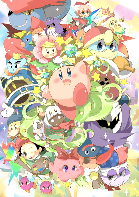 kirby, meta knight, king dedede, magolor, bandana waddle dee, and 21 more (kirby and 1 more) drawn by popupopo