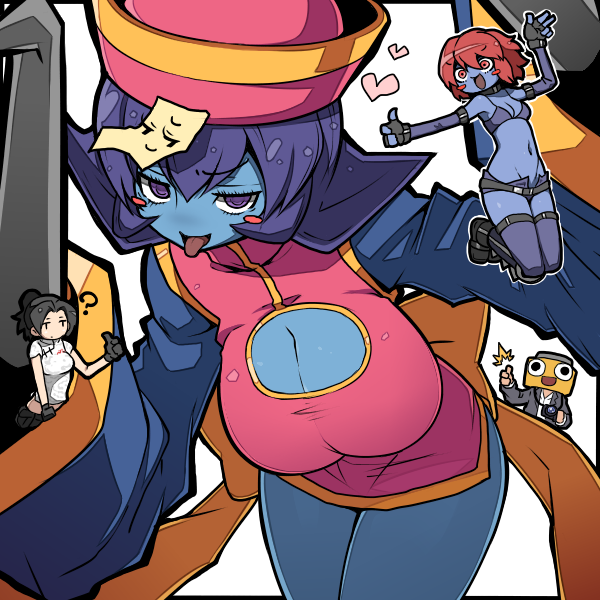 hsien-ko, servbot, lord raptor, mei-ling, frank west, and 1 more (mega man and 7 more) drawn by kara_age