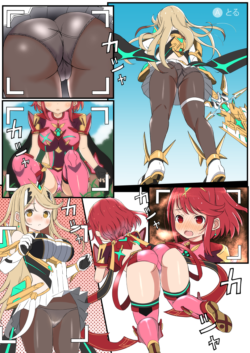 pyra and mythra (xenoblade chronicles and 2 more) drawn by shougakusei