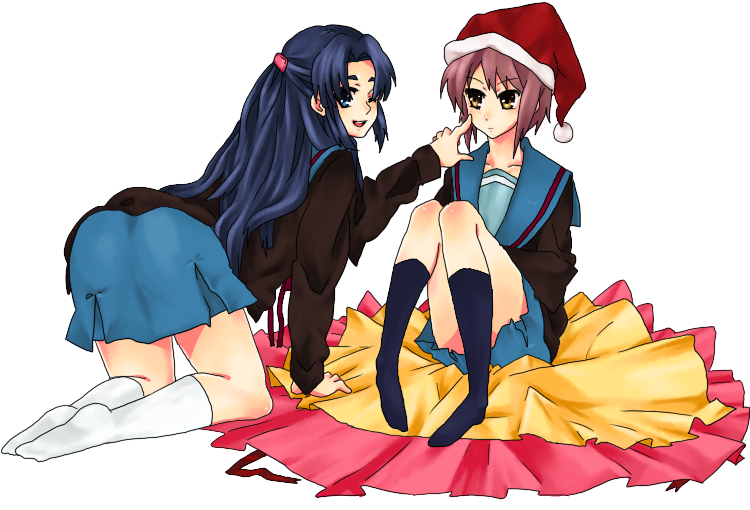 nagato yuki and asakura ryoko (suzumiya haruhi no yuuutsu) drawn by tashimo