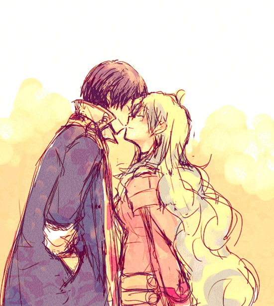 nia teppelin and simon (tengen toppa gurren lagann) drawn by yamasato