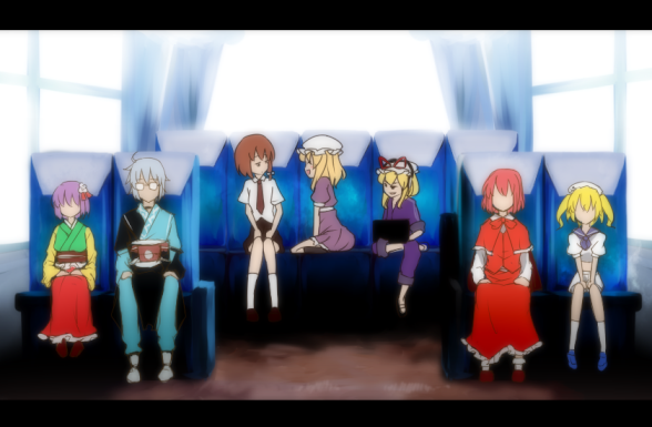 yakumo yukari, usami renko, morichika rinnosuke, maribel hearn, hieda no akyuu, and 2 more (touhou and 1 more) drawn by tori_(minamopa)