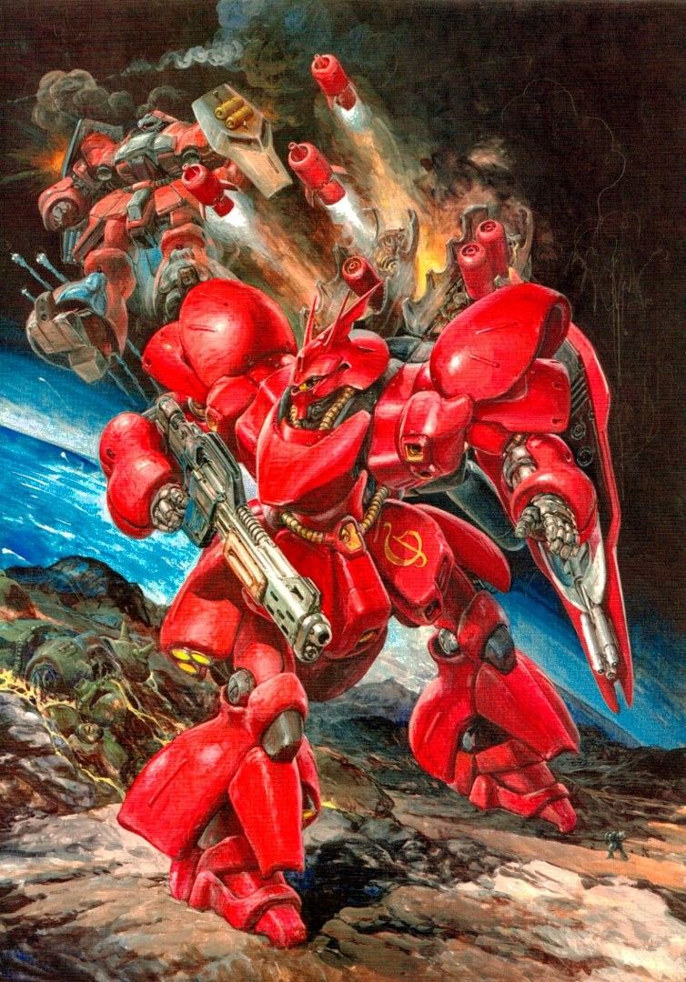 sazabi and jagd doga quess custom (gundam and 1 more) drawn by takani_yoshiyuki