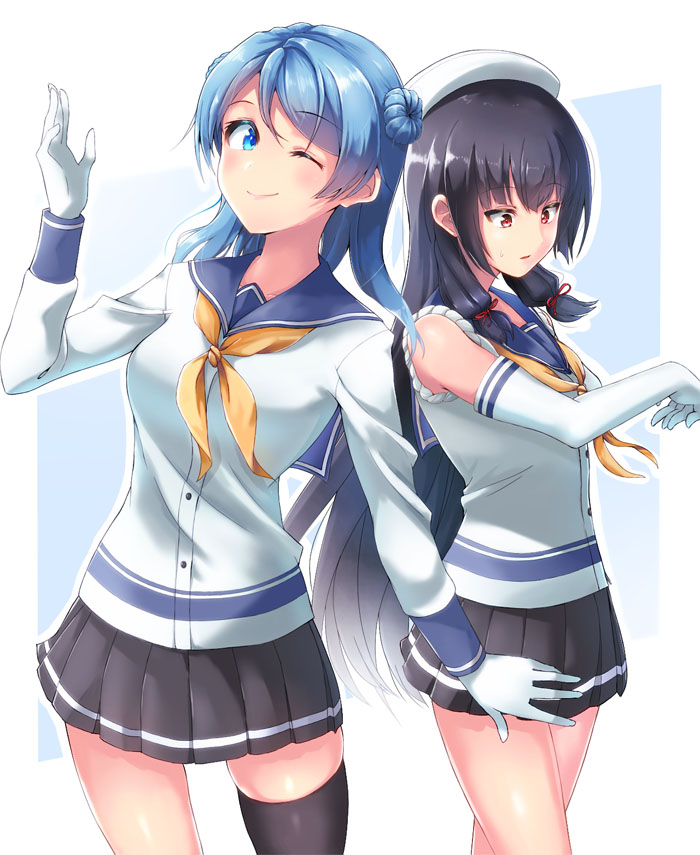 urakaze and isokaze (kantai collection) drawn by azama-k