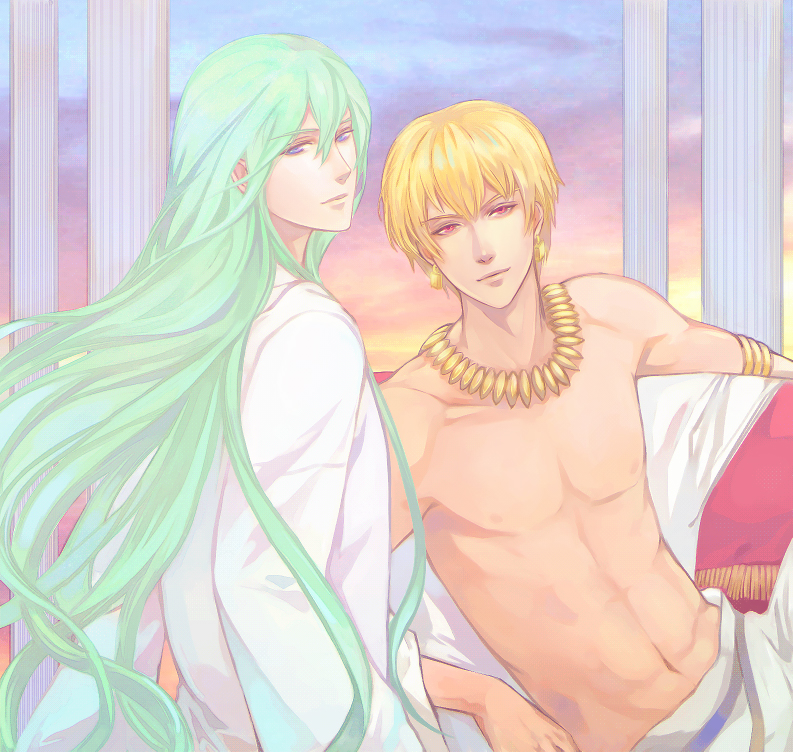 gilgamesh and enkidu (fate and 2 more) drawn by kamemushi