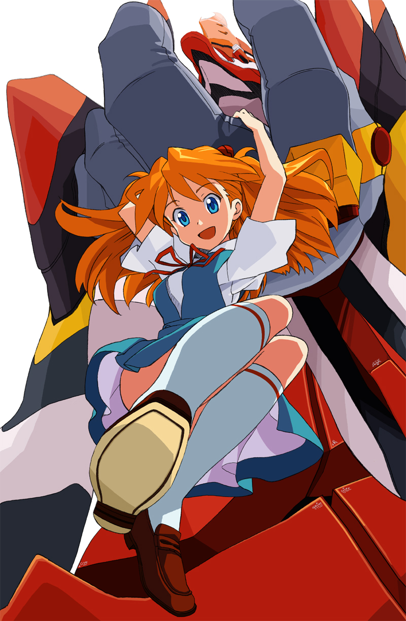 souryuu asuka langley and eva 02 (neon genesis evangelion and 1 more) drawn by katochin_(skpresents)