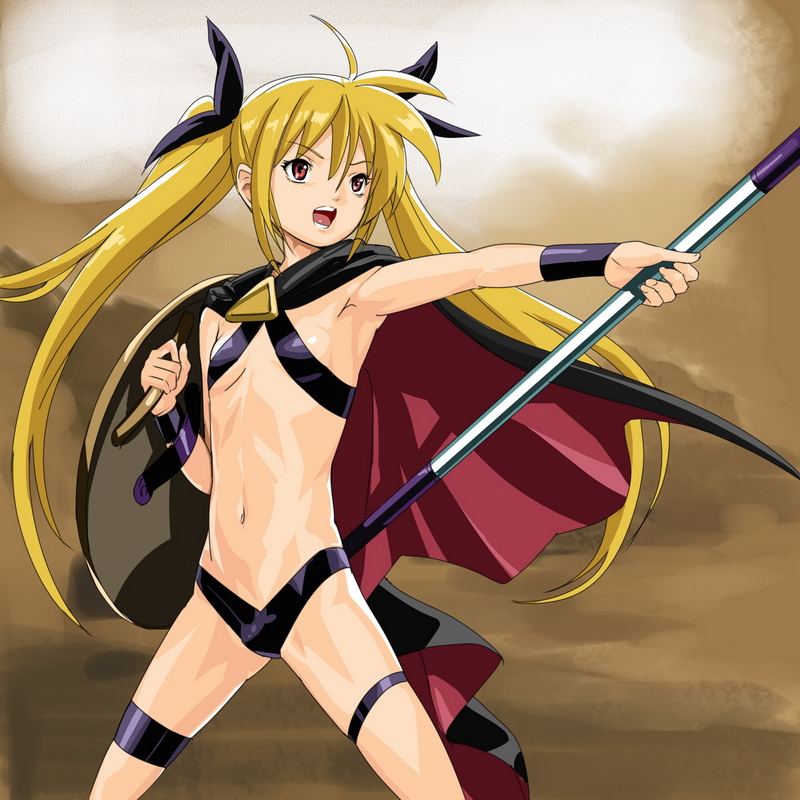 fate testarossa and bardiche (lyrical nanoha and 3 more) drawn by makacoon