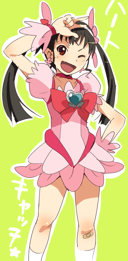hachikuji mayoi and cure blossom (precure and 3 more) drawn by u-ka_(pixiv5407)