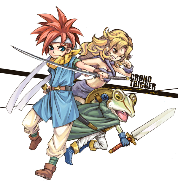 crono, ayla, and frog (chrono trigger) drawn by yuru4u
