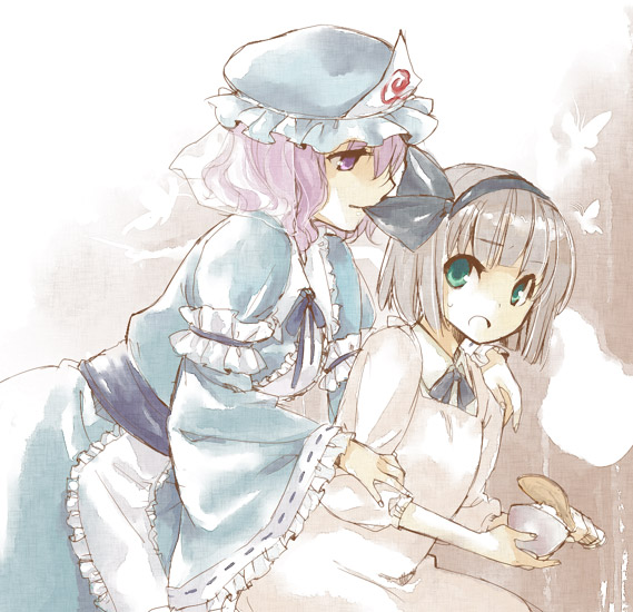 konpaku youmu and saigyouji yuyuko (touhou) drawn by akr_et