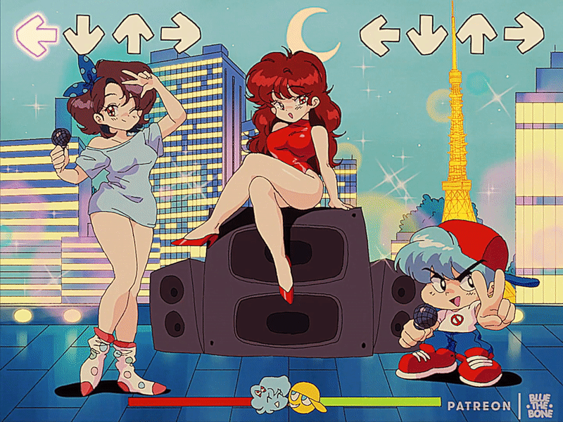 girlfriend, boyfriend, and bluesona (original and 1 more) drawn by bluethebone