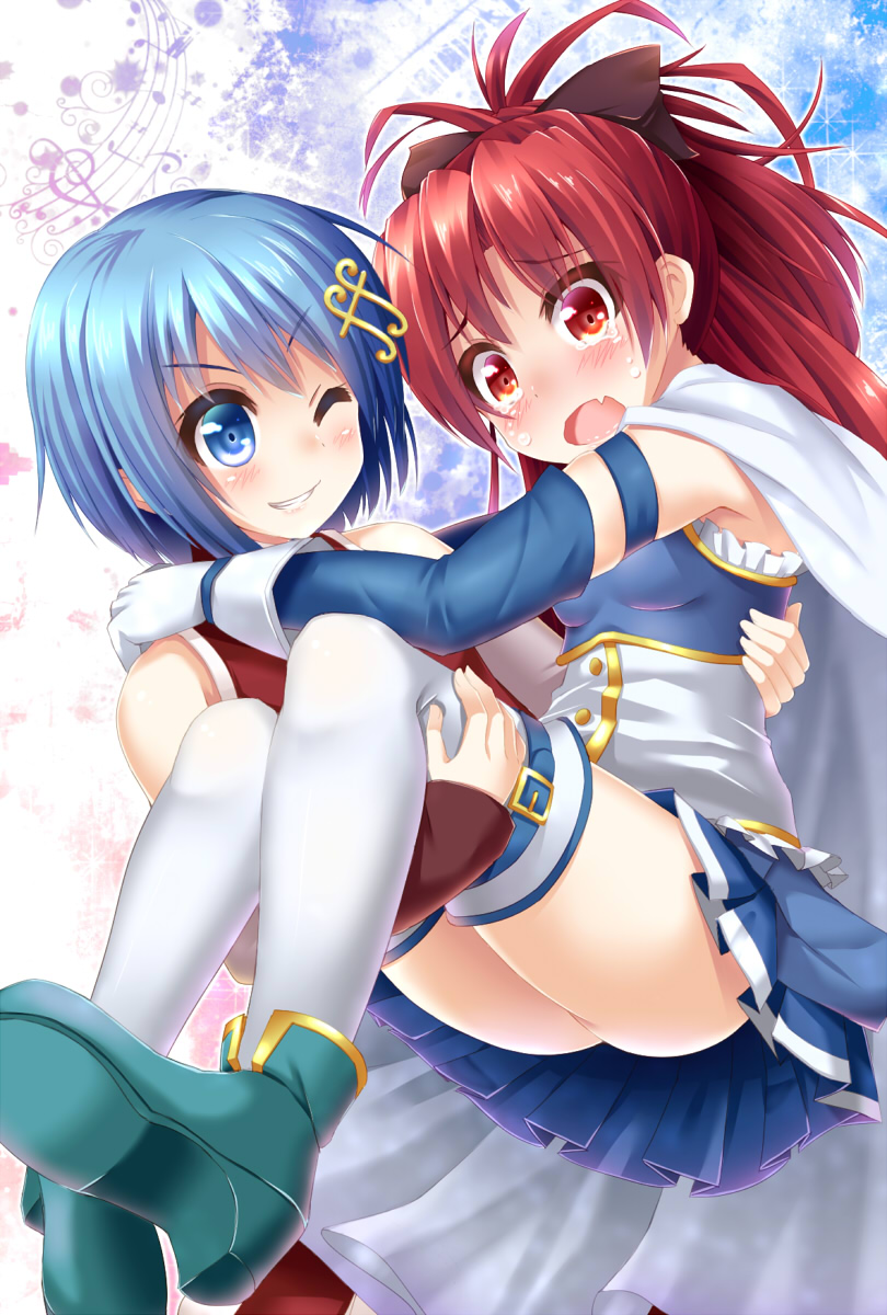 miki sayaka and sakura kyoko (mahou shoujo madoka magica and 1 more) drawn by megawatt