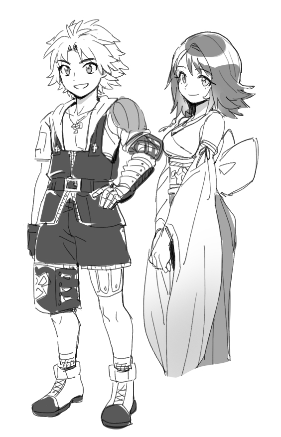 yuna and tidus (final fantasy and 1 more) drawn by dede_(qwea_00000)
