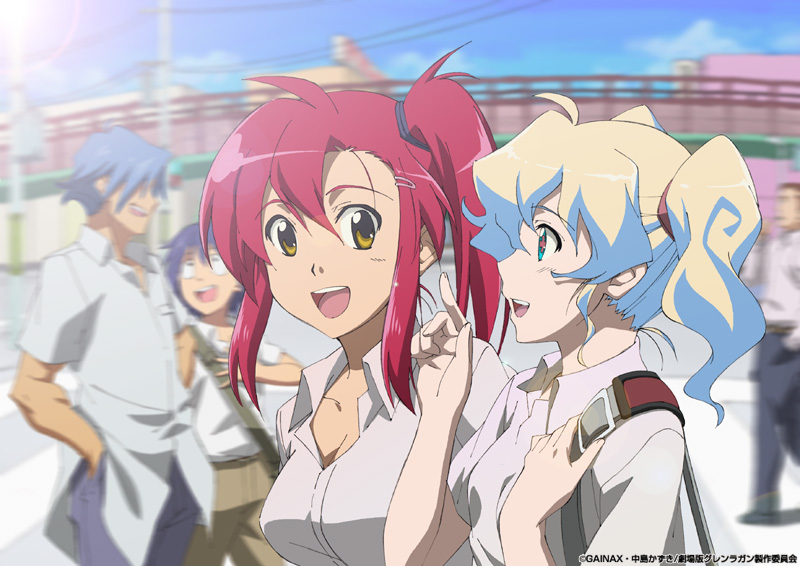 yoko littner, nia teppelin, simon, and kamina (tengen toppa gurren lagann) drawn by watanabe_satoshi