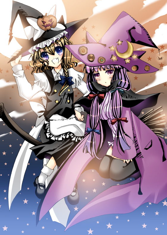 kirisame marisa and patchouli knowledge (touhou) drawn by sakayaki_(burning_soul)
