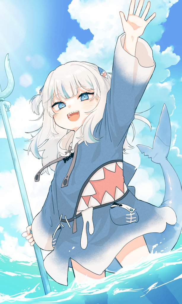gawr gura (hololive and 1 more) drawn by ozu_(user_sjjz4357)
