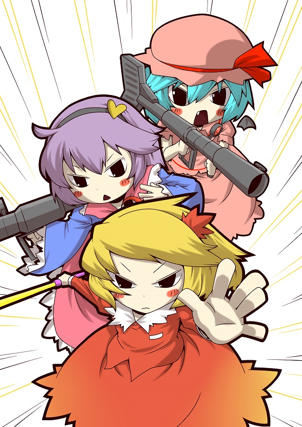remilia scarlet, komeiji satori, aki shizuha, and black tri-stars (touhou and 2 more) drawn by zannen_na_hito