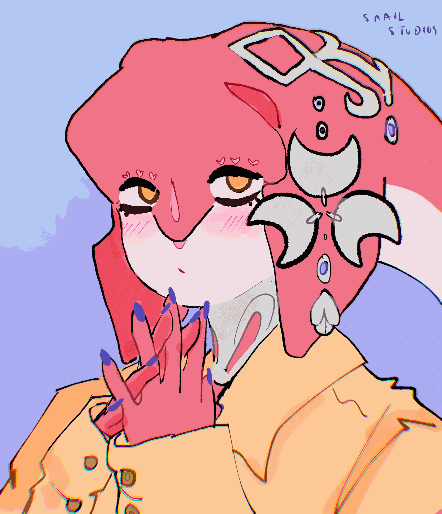 mipha (the legend of zelda and 1 more) drawn by snail-studios