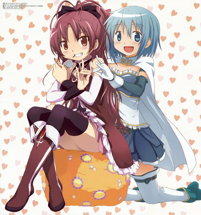 miki sayaka and sakura kyoko (mahou shoujo madoka magica)