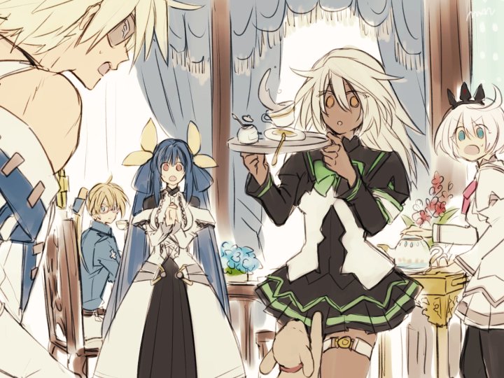 dizzy, ramlethal valentine, elphelt valentine, ky kiske, sin kiske, and 1 more (guilty gear and 1 more) drawn by maka_(morphine)