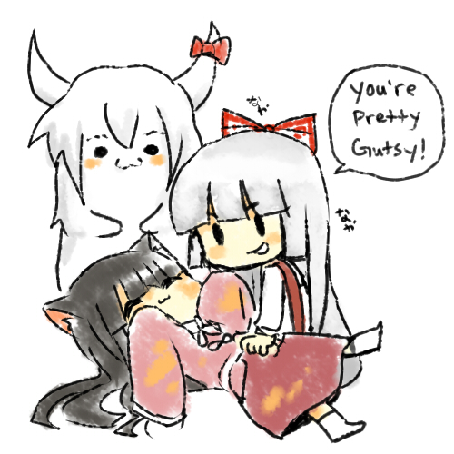 fujiwara no mokou, kamishirasawa keine, houraisan kaguya, and ex-keine (touhou) drawn by drawfag