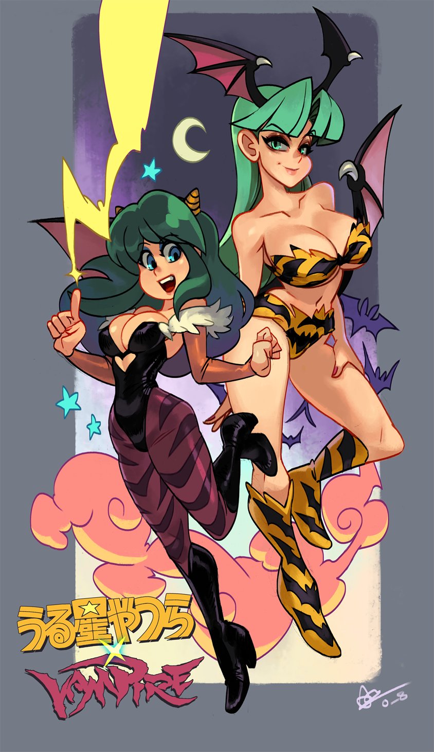 morrigan aensland and lum (darkstalkers and 1 more) drawn by alex_ahad