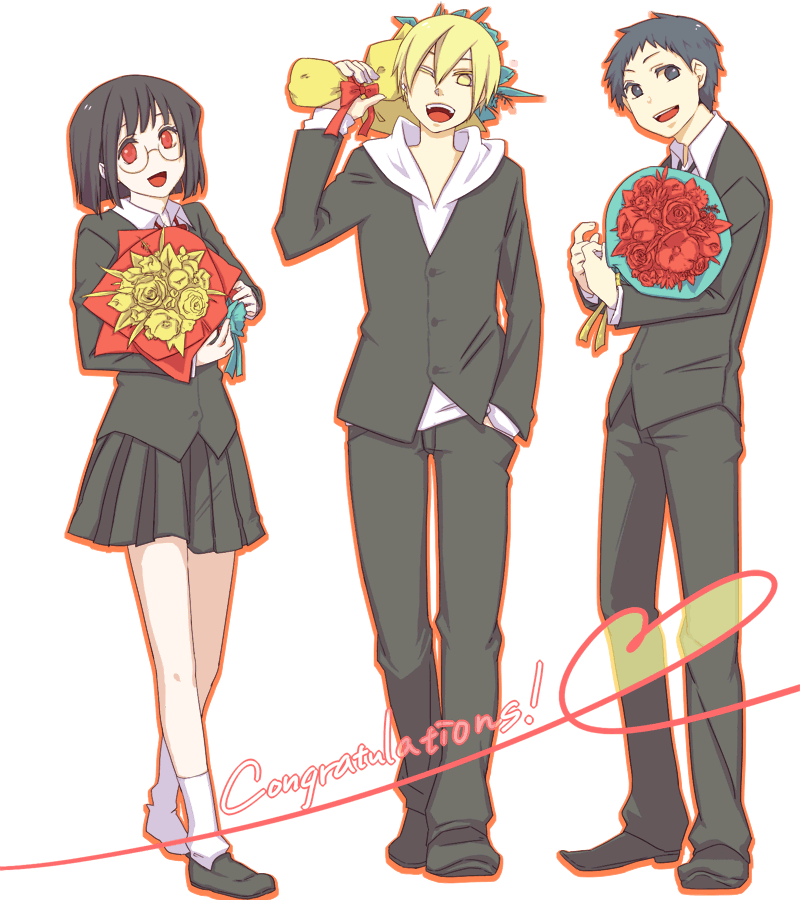 sonohara anri, ryuugamine mikado, and kida masaomi (durarara!!) drawn by yab