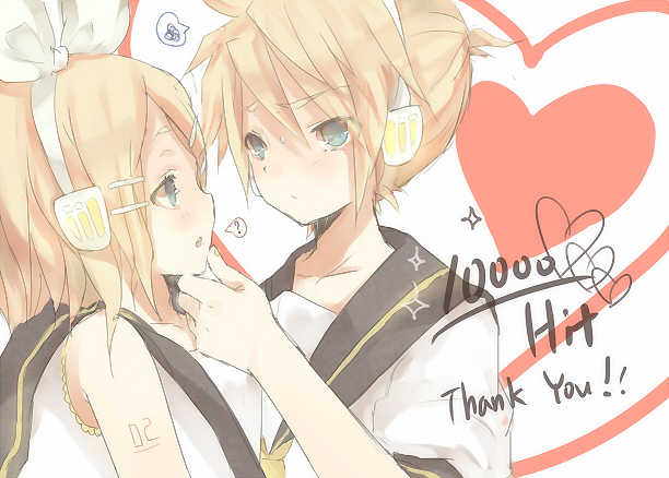 kagamine rin and kagamine len (vocaloid) drawn by heca