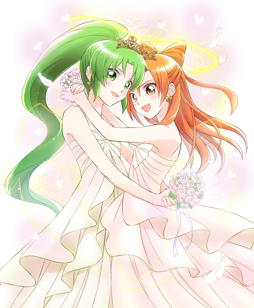 midorikawa nao, hino akane, cure march, and cure sunny (precure and 1 more) drawn by sioagya