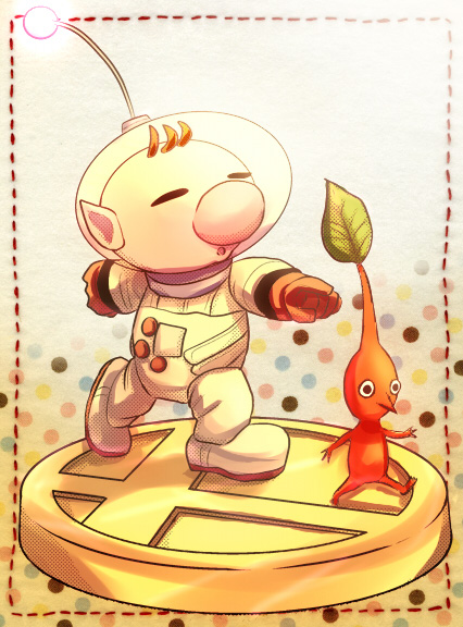 red pikmin and olimar (super smash bros. and 1 more) drawn by mii_co