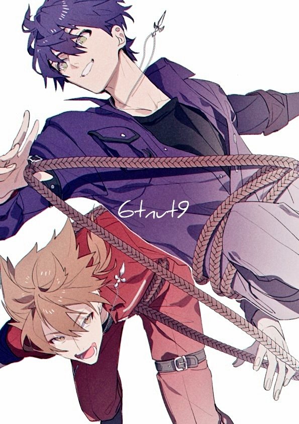 kenmochi touya and fushimi gaku (nijisanji) drawn by 6tnut9