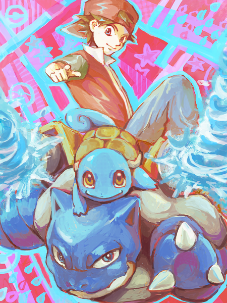 red, squirtle, and blastoise (pokemon and 2 more) drawn by san_(tinami)